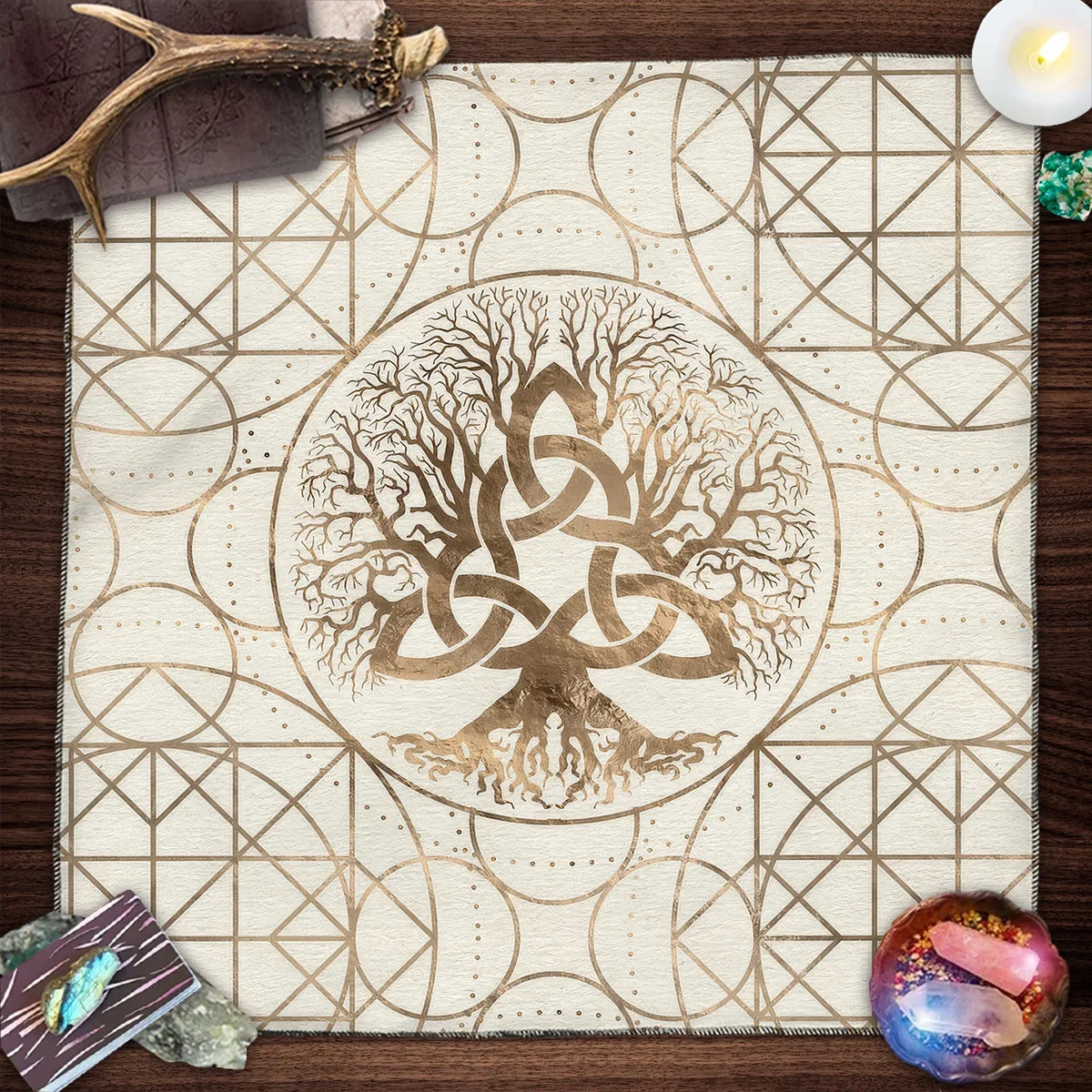 Tapis de tarot 50/75/110/137cm, arbre de vie, pendule, divination, nappe de table pour autel de tarot, tissu de tarot, sorcellerie, astrologie, oracle