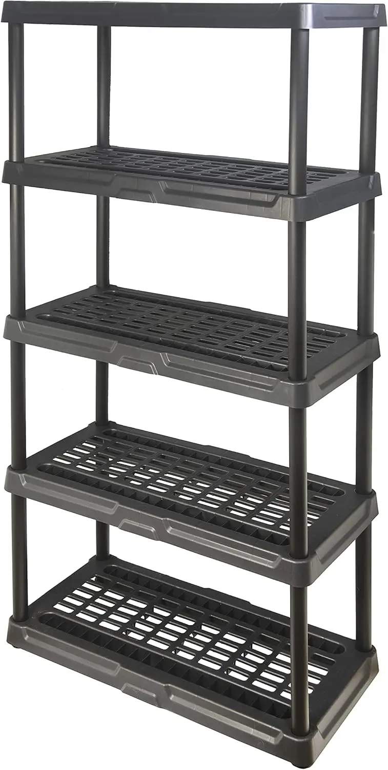 (71”H x 36”W x 18”D 5-Tier Heavy Duty Ventilated Storage Shelf, 150 lbs per Shelf, Plastic Shelving Unit (1, 5-Tier (18x36))