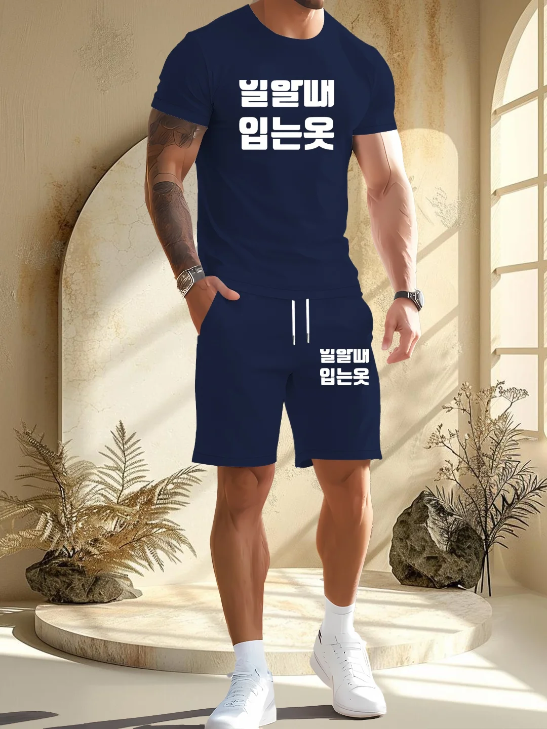 

Men's Tracksuit Set Summer Fashion Men Short Sleeve Shirt&Shorts Set for Men Casual Streetwear 2 Piece Suit ﻿ ﻿