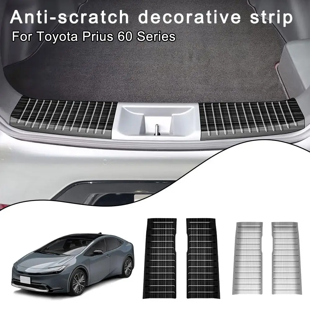 

Rear Door Sill Strip/Rear Trunk Plate Guard Foot Pedal Protector For Toyota Prius 60 Series 2023 2024 Black Silver Car Acce C1R8