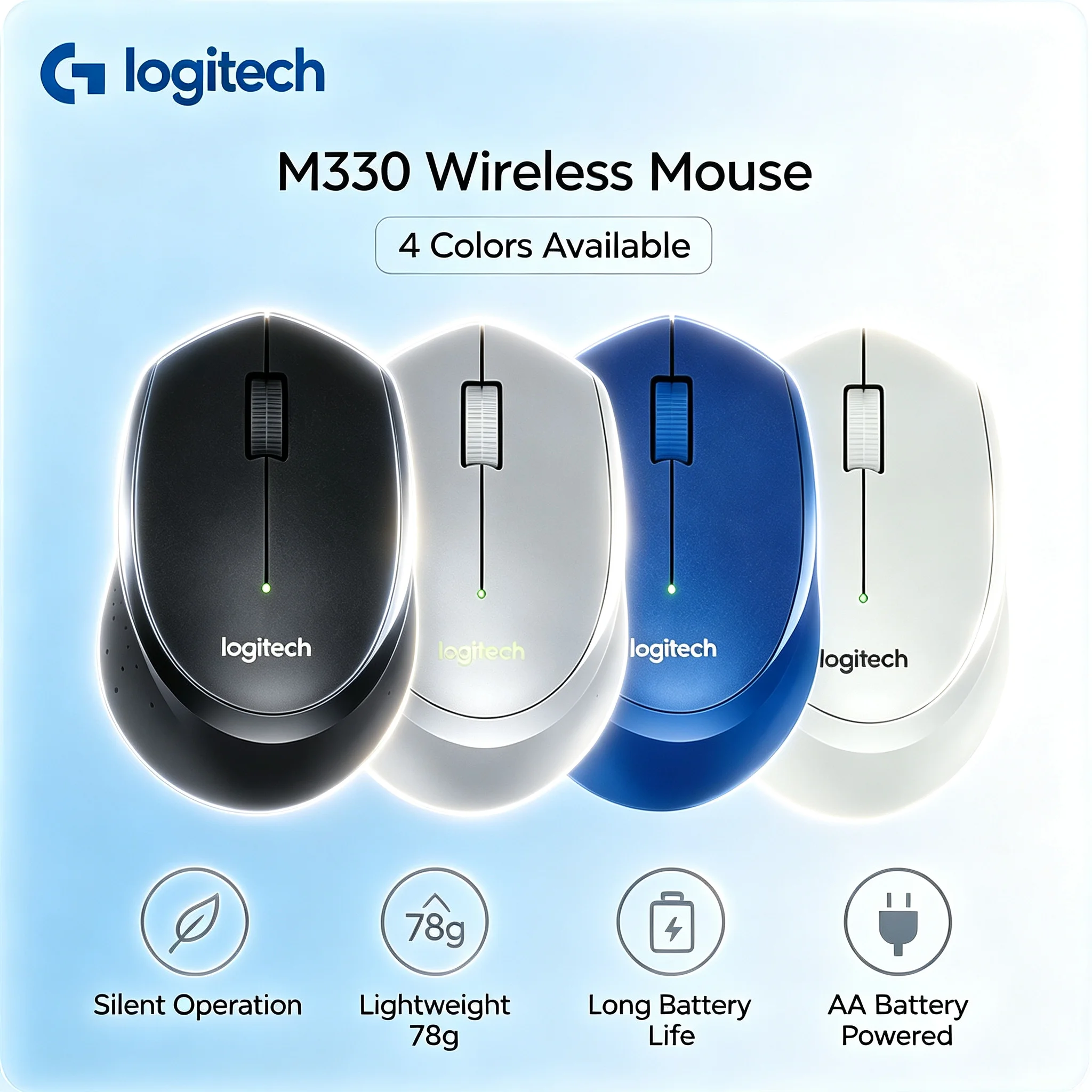 Logitech M330 Wireless Silent Mouse Comfortable Skin-Friendly Grip Stable 2.4G Signal For PC Mac Chromebook