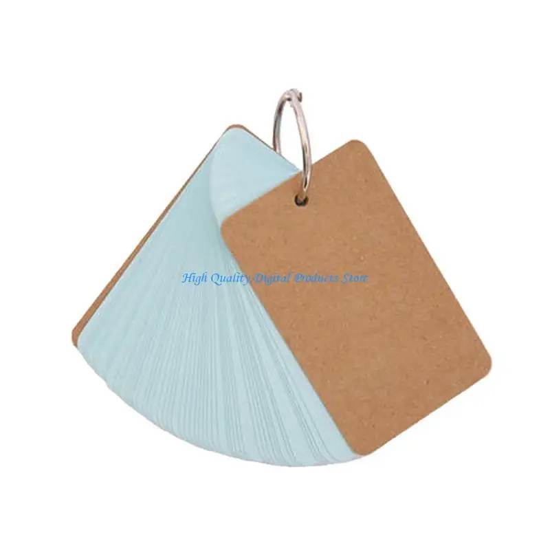 U2JE 50 Sheets Unruled Index Cards with Binder Rings Punched Note Cards Study Card