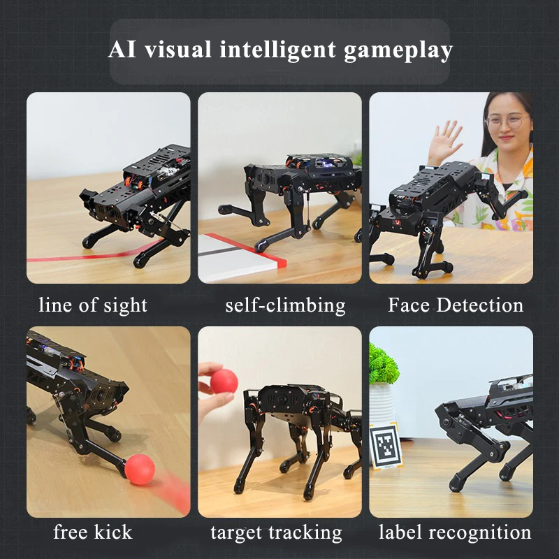 Hiwonder Metal Quadruped AI ROS Robot Dog Puppypi Bionic 4-Legged Intelligent Programming Ai Visual Recognition for Raspberry Pi