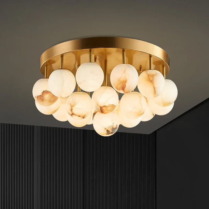 Nordic Simplicity Bubble ball Marble Ceiling Chandelier. This dimmable lamp provides soft diffused glow adding a natural lustre