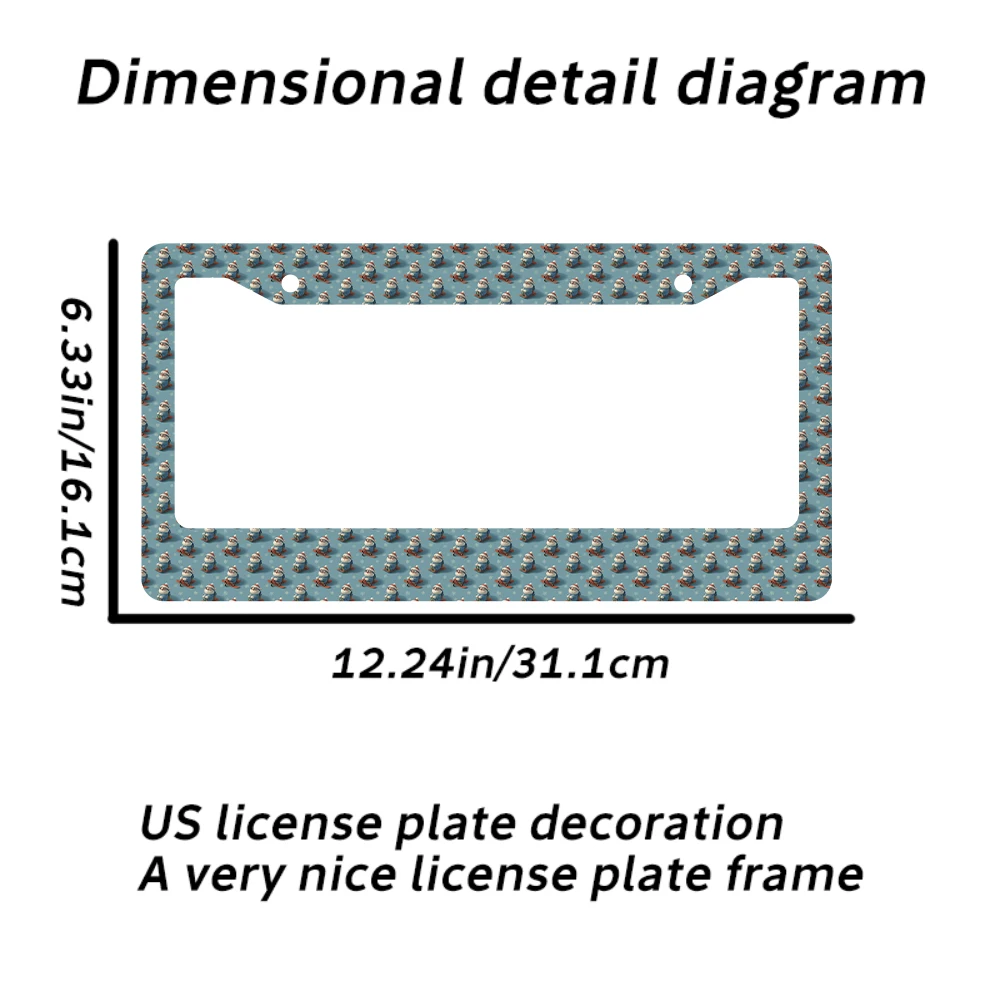 1pc Blue Santa Claus Pattern 2-Hole License Plate Frame Aluminum Material 6x12 Inches with Screw Set Funny Car Decoration Gift
