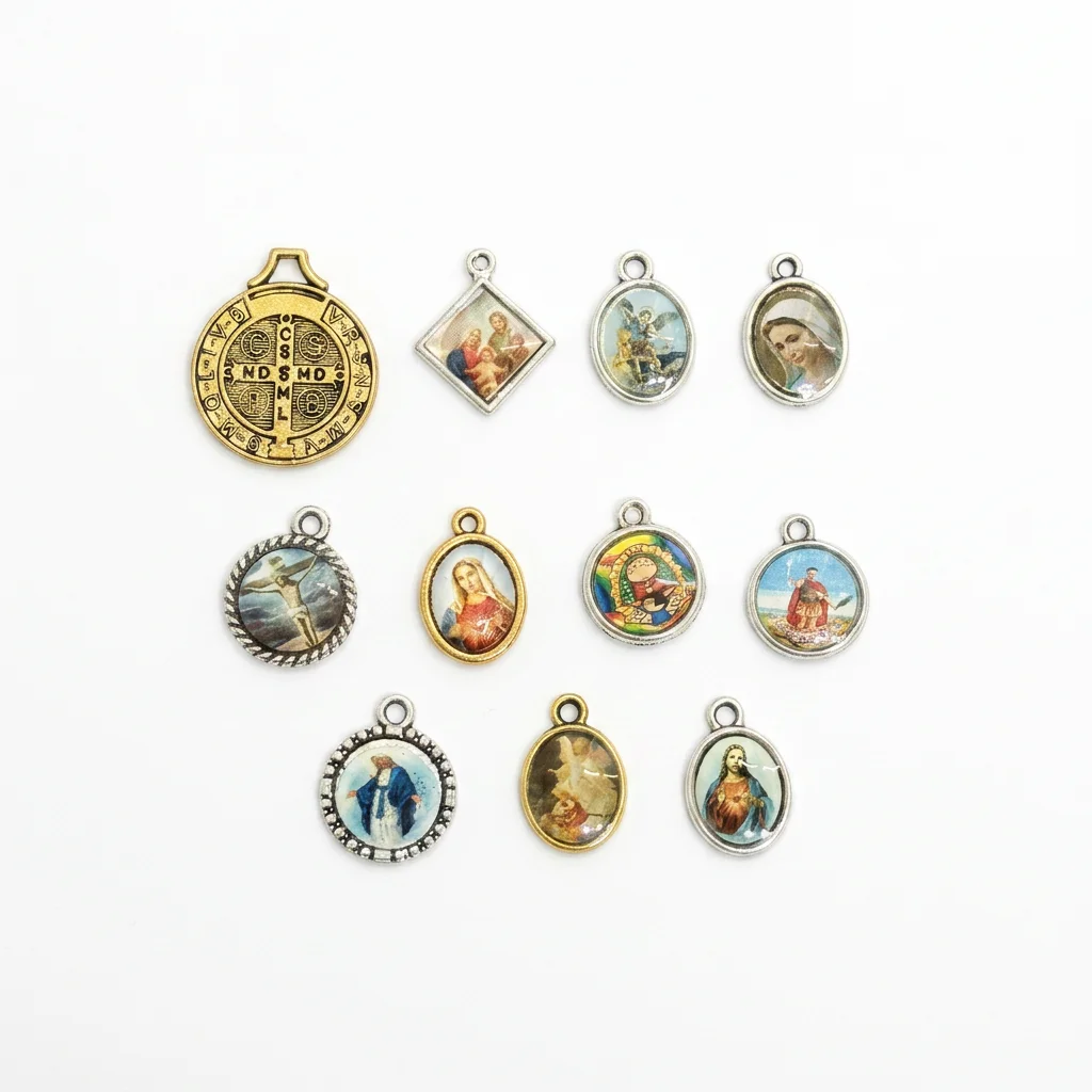 Jewelry Making Dc - 10Pcs Antique Gold Double-sided St. Benedict