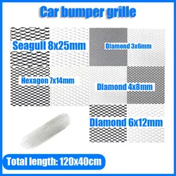 120cm x 40cm Aluminium Racing Car Truck Bumper Grille Grill Mesh Net Vent Filter Black Silver Tuning Universal DIY