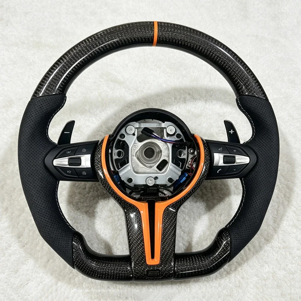 Custom Steering Wheel For BMW F01 F06 F10 F11 F30 F31 F34 F32 F33 F36 F20 F21 F22 F23 M3 M6 Accessories Carbon Fiber Leather