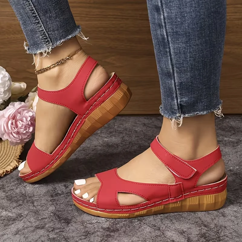 

Women Comfortable Wedge Sandals Casual Retro Open Toe Shoes Women Summer Lightweight Fashion Non-Slip Sandals Zapatos De Mujer