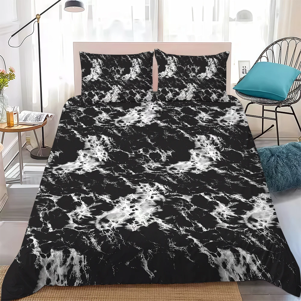 Fashion Marble Print Duvet Cover Set Home Style Bedding Soft Laundry Cotton Bed 3 Piece Set Student Dormitory Gift