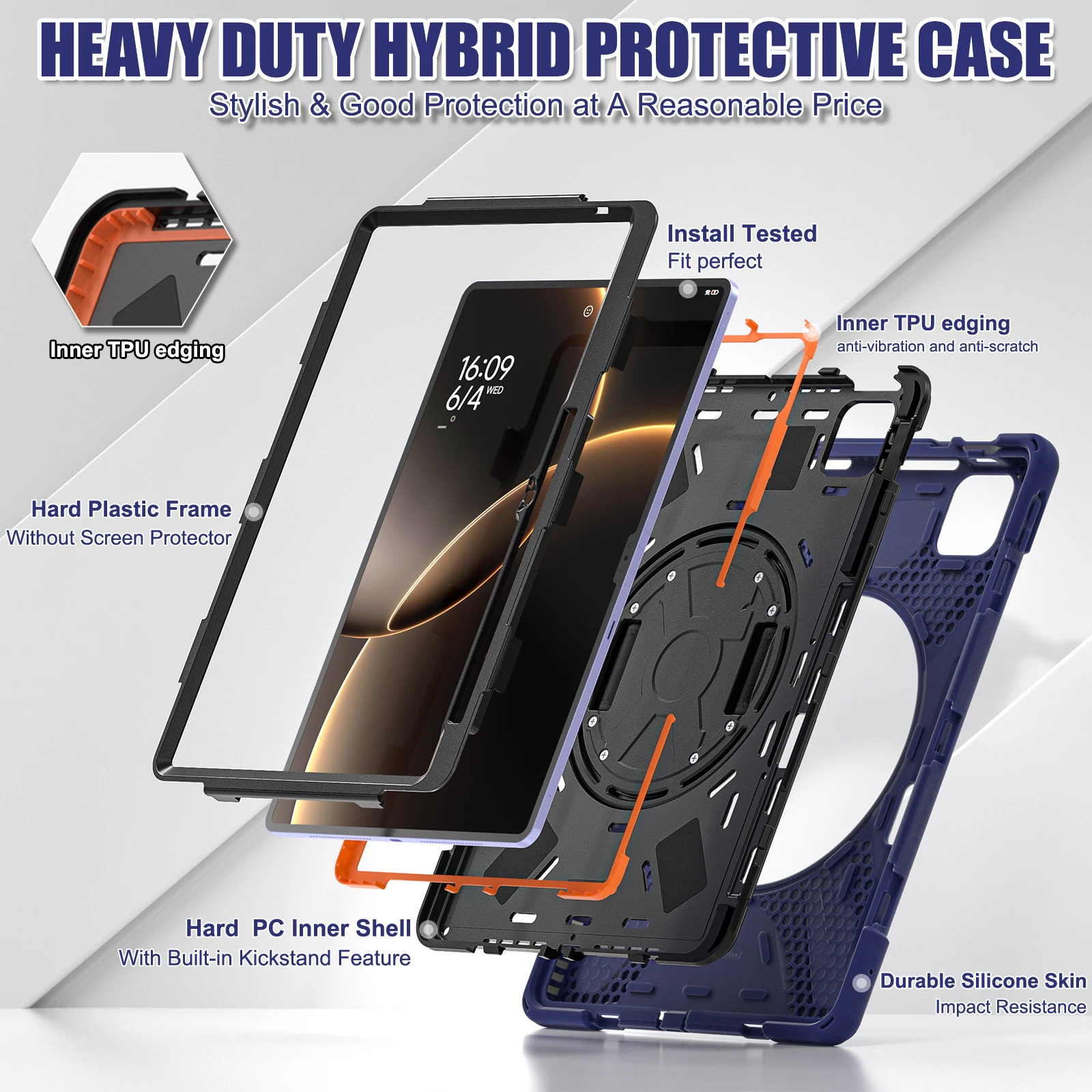 Rugged Armor Case For Xiaomi Pad 7 Ultra 2025 14.0 inch 360 Rotating Stand Heavy Duty Cover With Pen Slot and Shoulder Strap