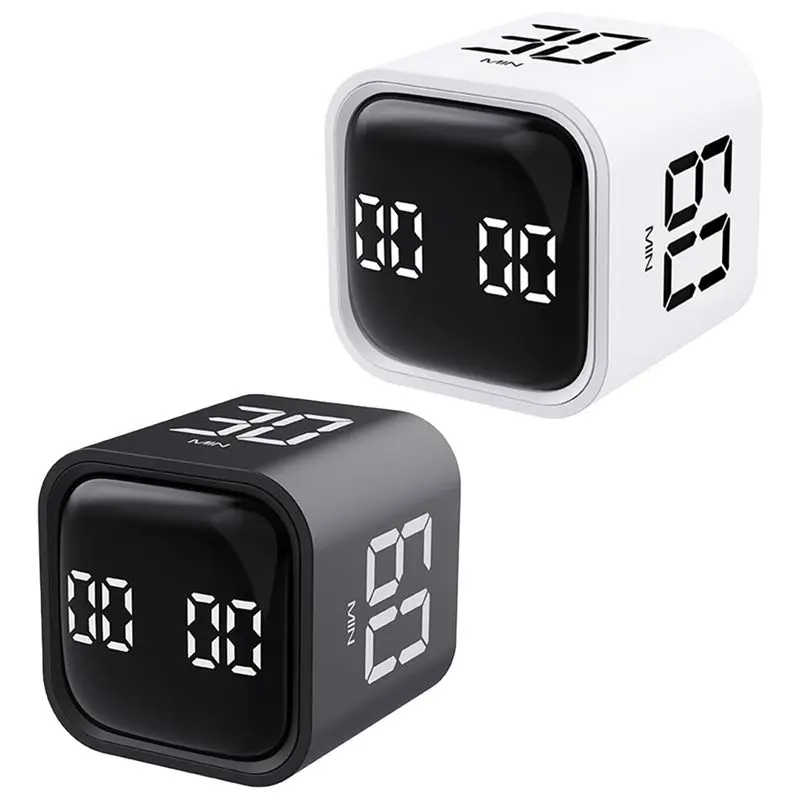 A84E-Timer Flip Gravity Sensor  Cube Timer Countdown&Countup  5/10/30/60Min&Custom Timing  For Work Learning Kitchen Cooking