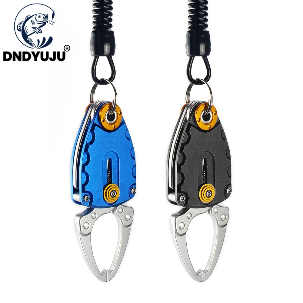 

DNDYUJU Outdoor Portable Lock Fishing Grip Fish Lip Clip Folding Gripper Ultra Light Weight With Retention Rope Fishing Tackle