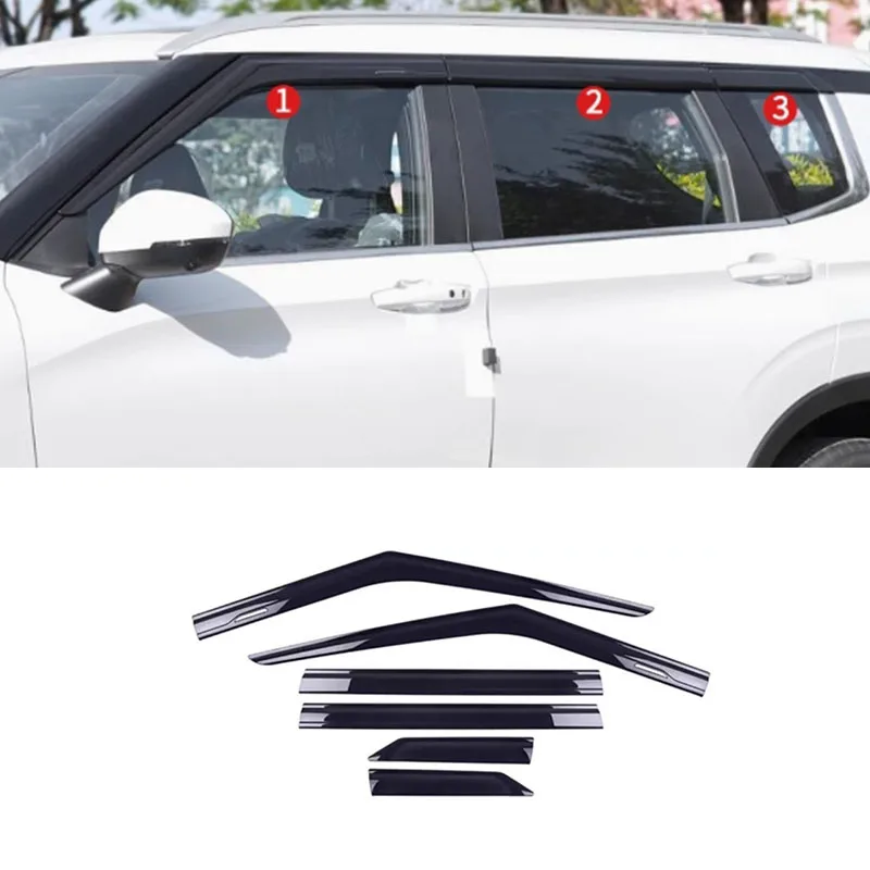 

car accessories FIT For Mitsubishi Outlander 4 GM GN 2022 2023 2024 2025 black silvery Window Visor Vent Shades Sun Rain 6PCS