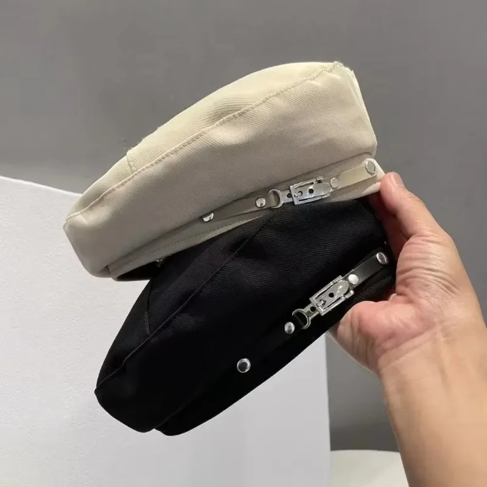 Fashion Cotton Painter Hat Breathable Adjustable Octagonal Hat Windproof Metal Buckle Beret Women Men