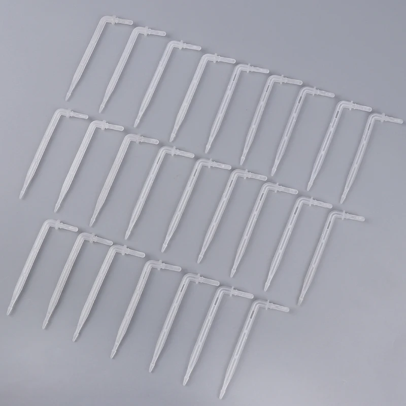 25PCS 4/7mm Transparent Elbow Arrow Drippers Bending 1/4'' Drop Emitter Garden Potted Irrigation Watering Tool Greenhouse