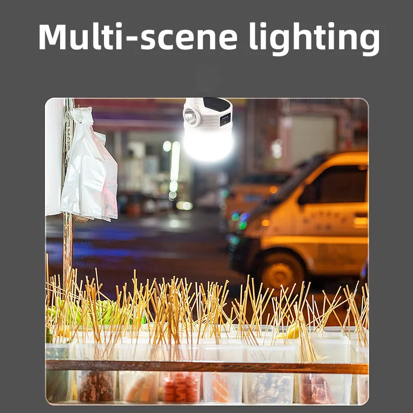Solar Rechargeable Lights Outdoor Waterproof LED Night Camping Flood Light Stall 10 Modes Lighting Led Emergency Bulb  Lamp