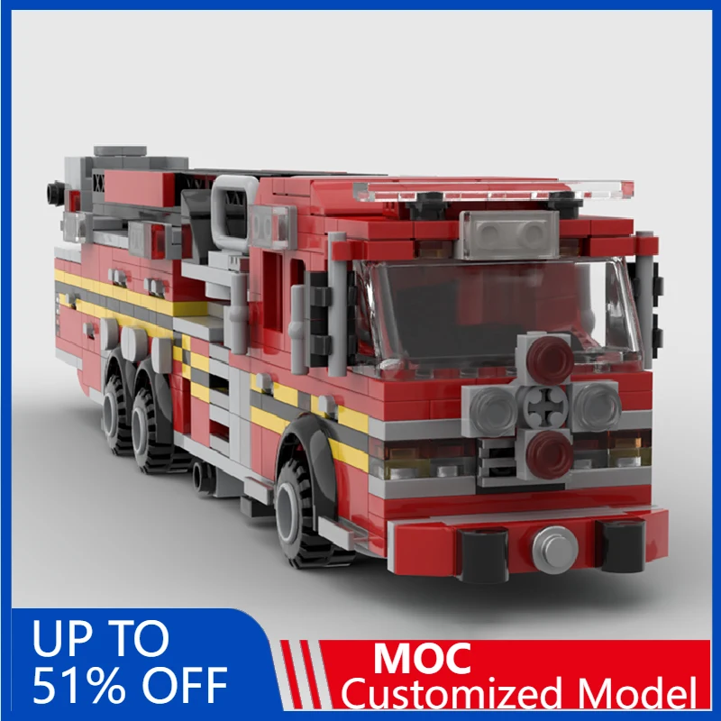 

584 Pcs MOC Aerial Work Ladder Truck Model DIY Building Block Technology Assembly Creative Type Kid Toy Birthday Surprise Gifts