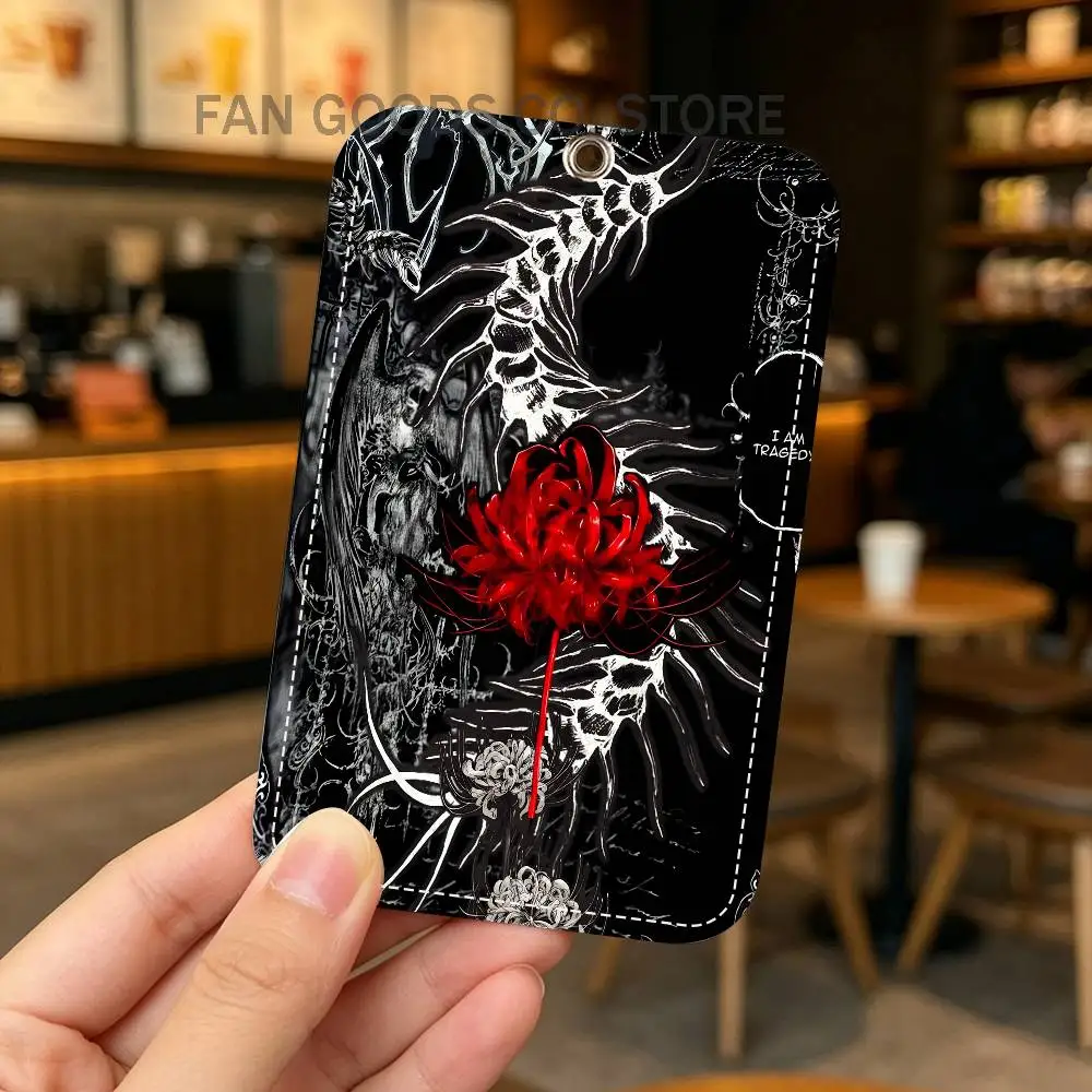Japan T-Tokyo Red Spider Lily G-Ghoul Holder Keychain Air Tag Bank Business Work Card Holder Student Card Protective Bus Card view 3