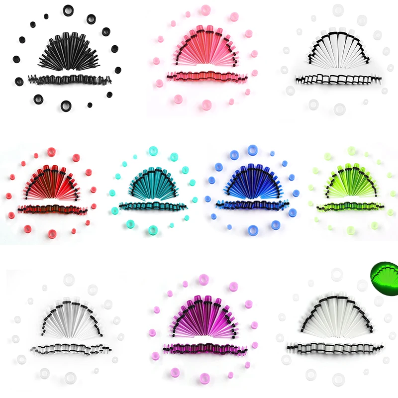 50pcs Acrylic Spike Ear Gauges Set - Cone-shaped Ear Stretchers for Cartilage Piercing, Punk Goth Body Jewelry