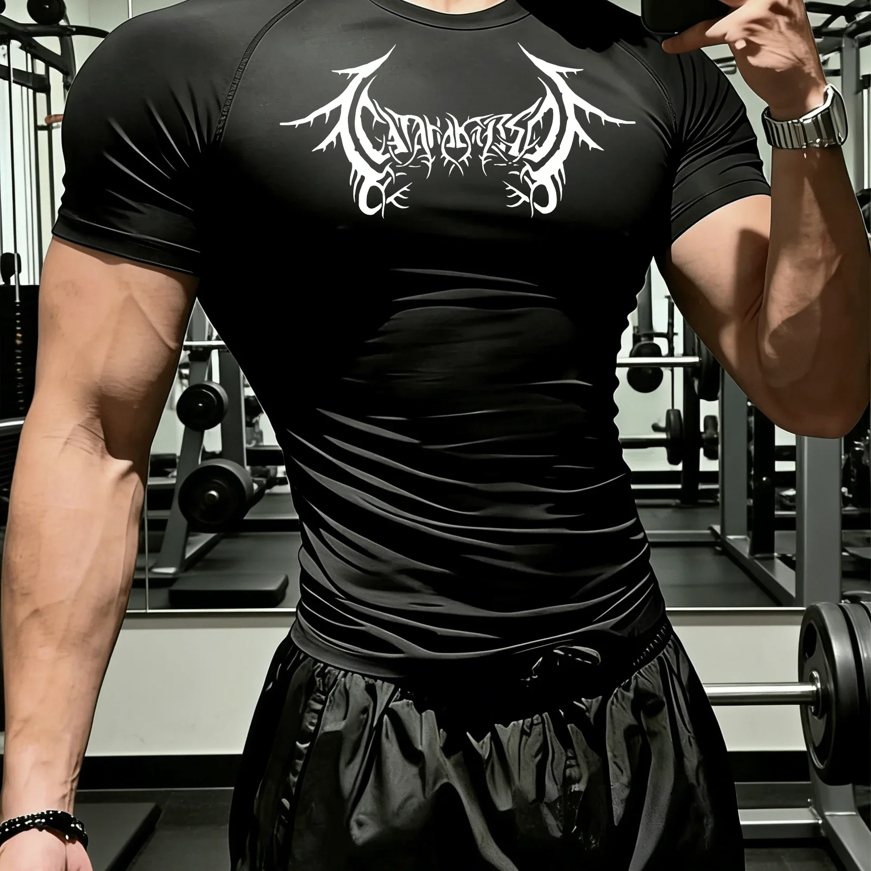 New Men's and Women's Fitness Clothes, Conveying the Concept of 'Transformation in Training', with Metal Rock Style Printing