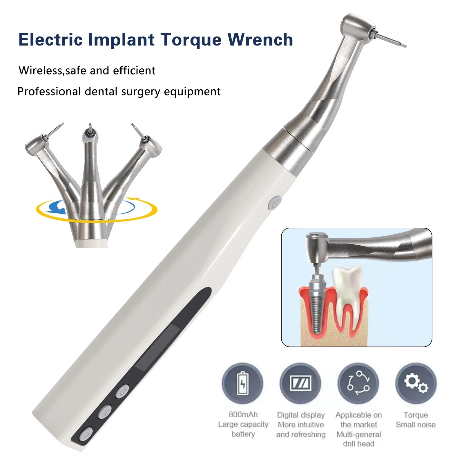 Wireless Dental Implant Electric Wrench 20:1 Handpiece Tool 16 Screwdriver 360° Rotate