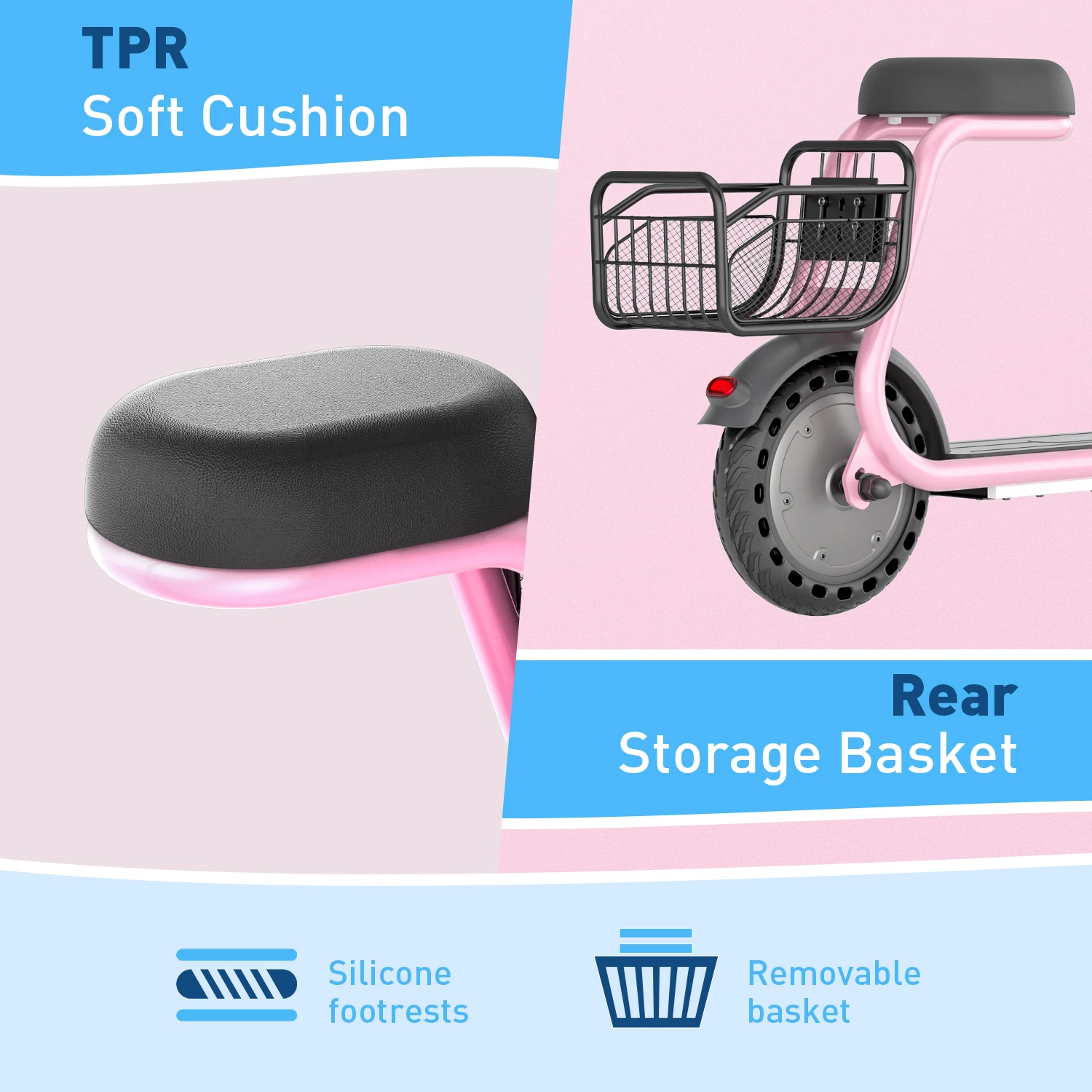 Hulajnoga elektryczna z siedziskiem dla dzieci w wieku 4-10 lat, certyfikat UL, silnik 100W, 3 biegi, prędkość 15 km/h, tylny koszyk, światła LED, wyświetlacz LCD