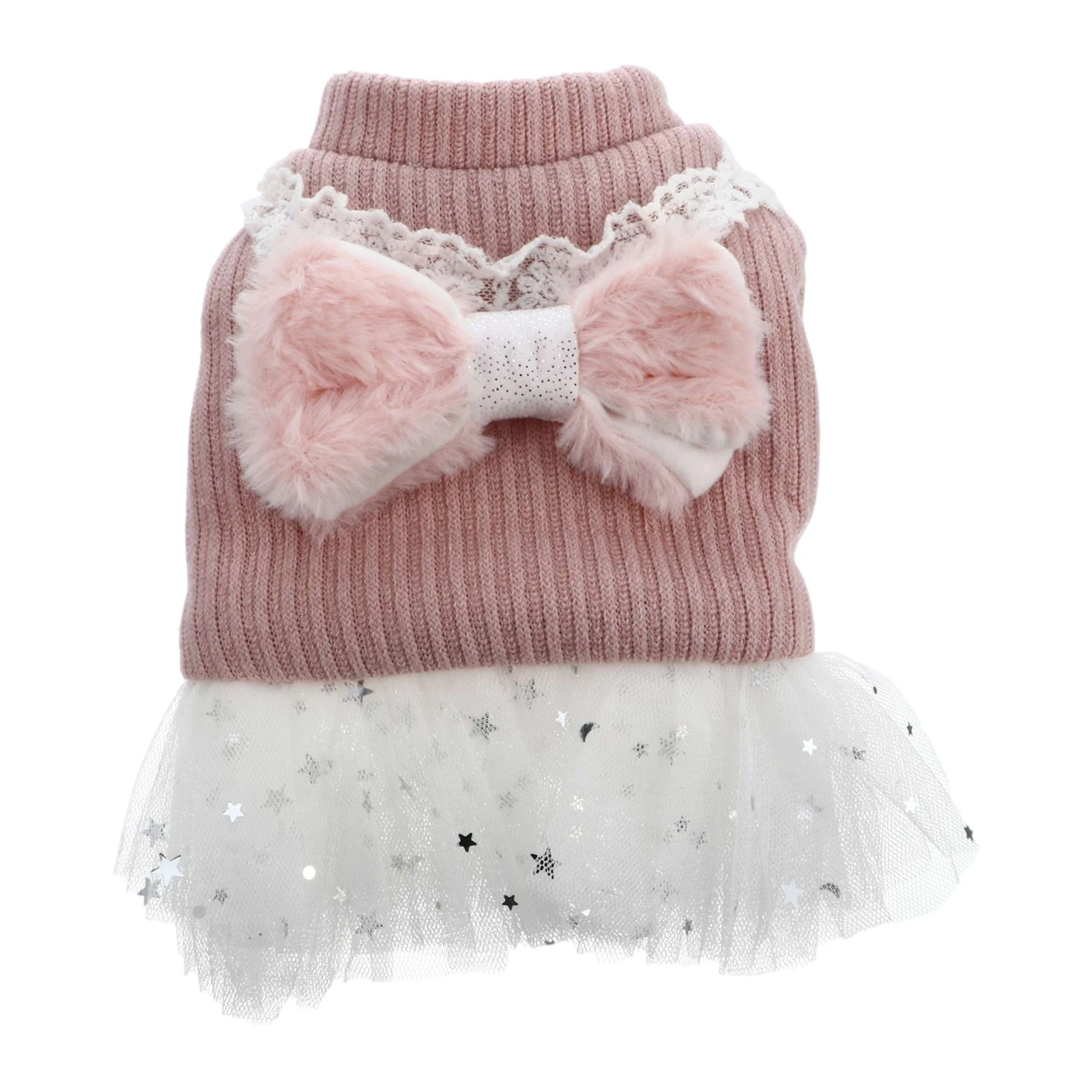 

Thickened Warm Pet Clothes Cute Outfits Sweater Yarn Small Dress Bow Lightweight Comfortable Durable Soft Pet Skirt Dog Jacket