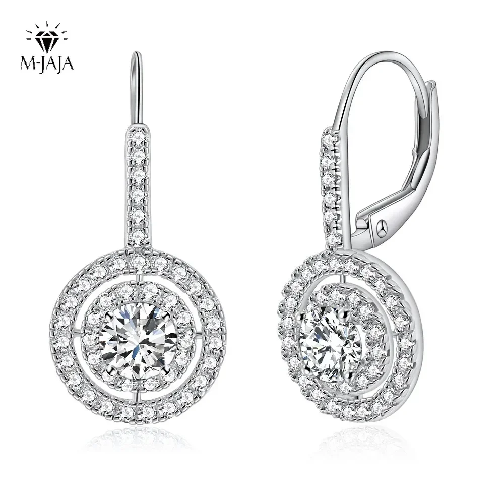 

M-JAJA Moissanite Hoop Earrings for Women 925 Sterling Silver D VVS1 Round 5mm Diamond Dangle Earrings Trend 2023 Jewelry Gifts