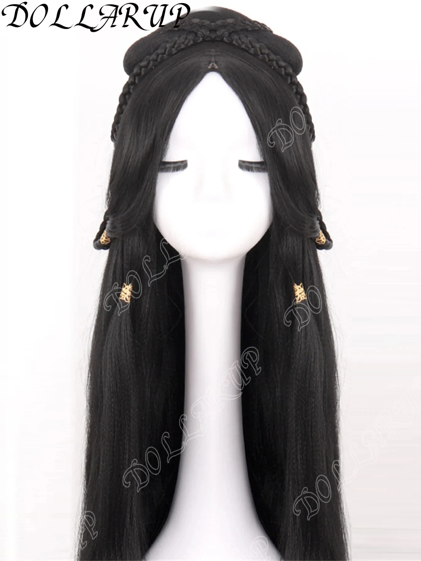 JKL Cosplay Hanfu Wigs Women Chinese Traditional Ancient Hanfu Wigs Female Cosplay Prop Headgear Black Long Straight Wigs For Wo