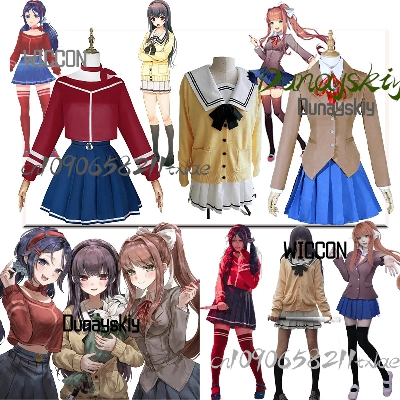 Yandere Dokii Cyberpunk MiSide Monika Sone Miyuki disfraces cosplay peluca accesión JK uniforme escolar jirai kei cosplay de Halloween