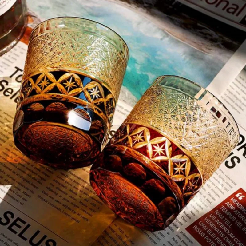 Стакан Edo Kiriko, уникальный стакан ручной работы, 8 унций, стеклянные стаканы для виски в японском стиле для холодного питья, подарки