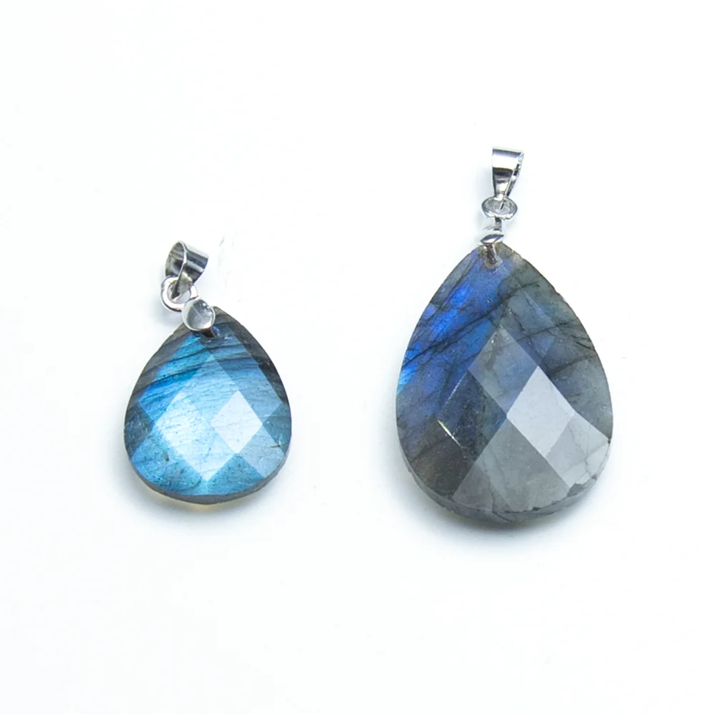 المتاحة في 2 أحجام قطرة الماء شكل الحجر الطبيعي حبة قلادة اللابرادوريت على الوجهين الأوجه حبة عقد دي اي واي أقراط 1 قطعة