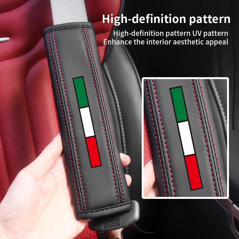 Italienische Flagge Autositzgurt Gurtschutzpolster Sicherheitsgurtpolsterung für Fiat 500 Abarth Punto 124 Spider Panda Bravo Freemont – Detail 5