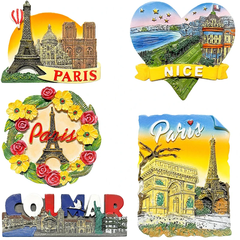 

France Fridge Magnets Europe Travel Souvenir Colmar Town Nice Paris Refrigerator Sticker Home Decor Landmark Gifts