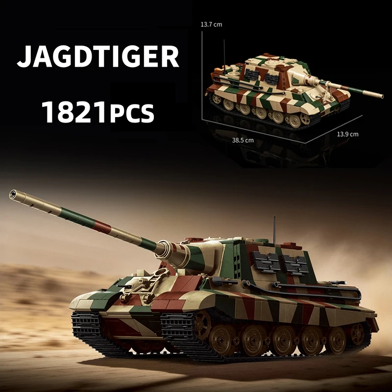 

Tiger Tank Gunfighter Vehicle 1:28 scale - Tri-color camouflage color scheme - 1821 pcs large size