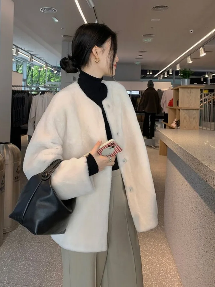 Imitation Mink Fur Jacket Female Sheep Shearling Lamb Wool Coat Women Korean Warm 2024 Autumn Winter New Fur Coats Jacket