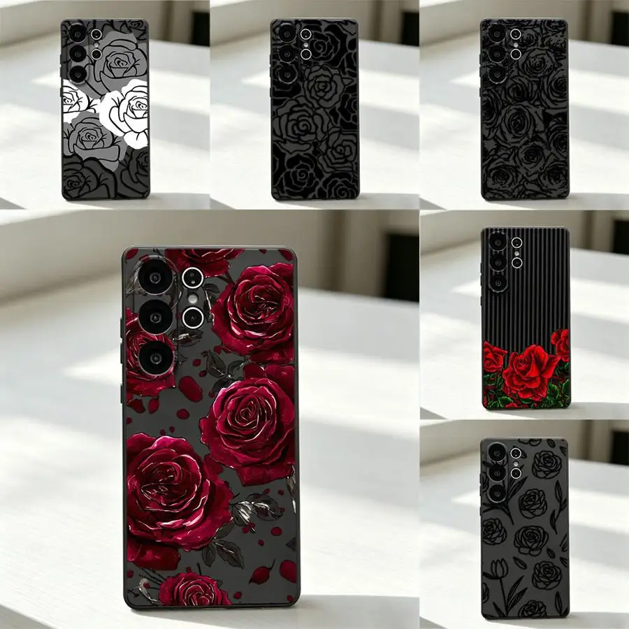 Phone Cover Case for Samsung Galaxy S26 Ultra S24 S23 S26+ S20 S10 S9 S25 Plus Note 20 8 9 10 S24+ S21 FE S25+ Line Rose Print