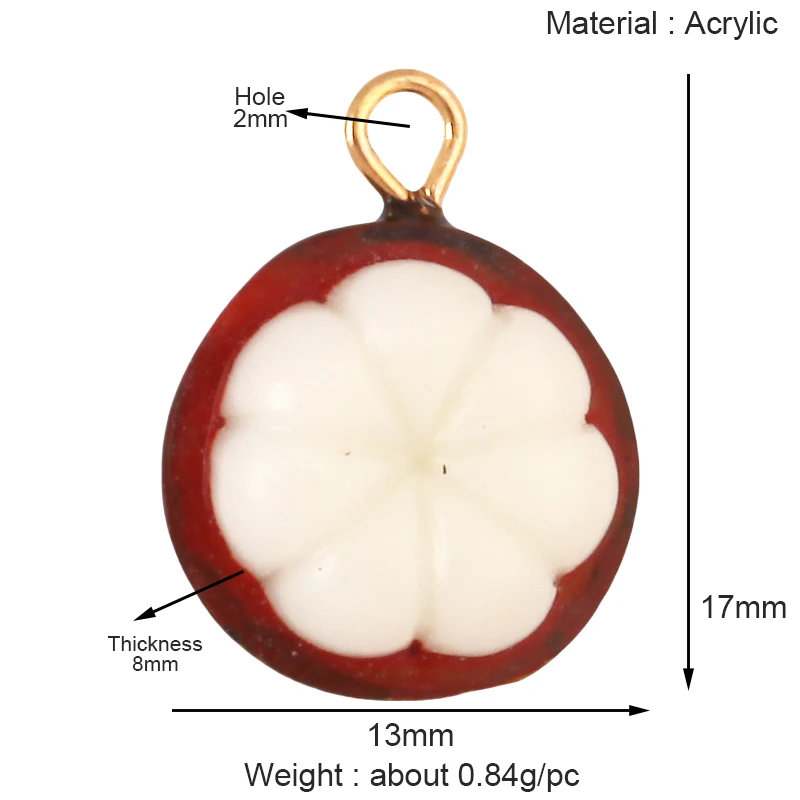 Arylic 3D Obst Erdbeere Traube Mango Durian Wassermelone Kirsche Granatapfel Charm Anhänger, Schmuck Halskette Armband Versorgung S18 – Detail 15