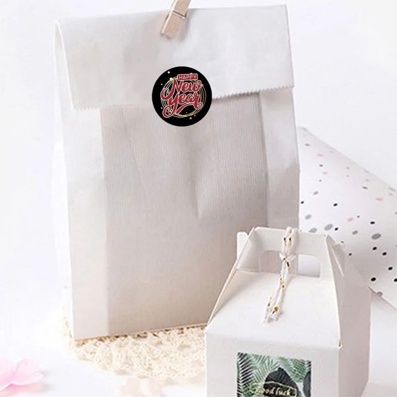 piezas pegatinas Feliz Año Nuevo, etiquetas para envolver Navidad, etiquetas autoadhesivas para tarjetas Navidad,