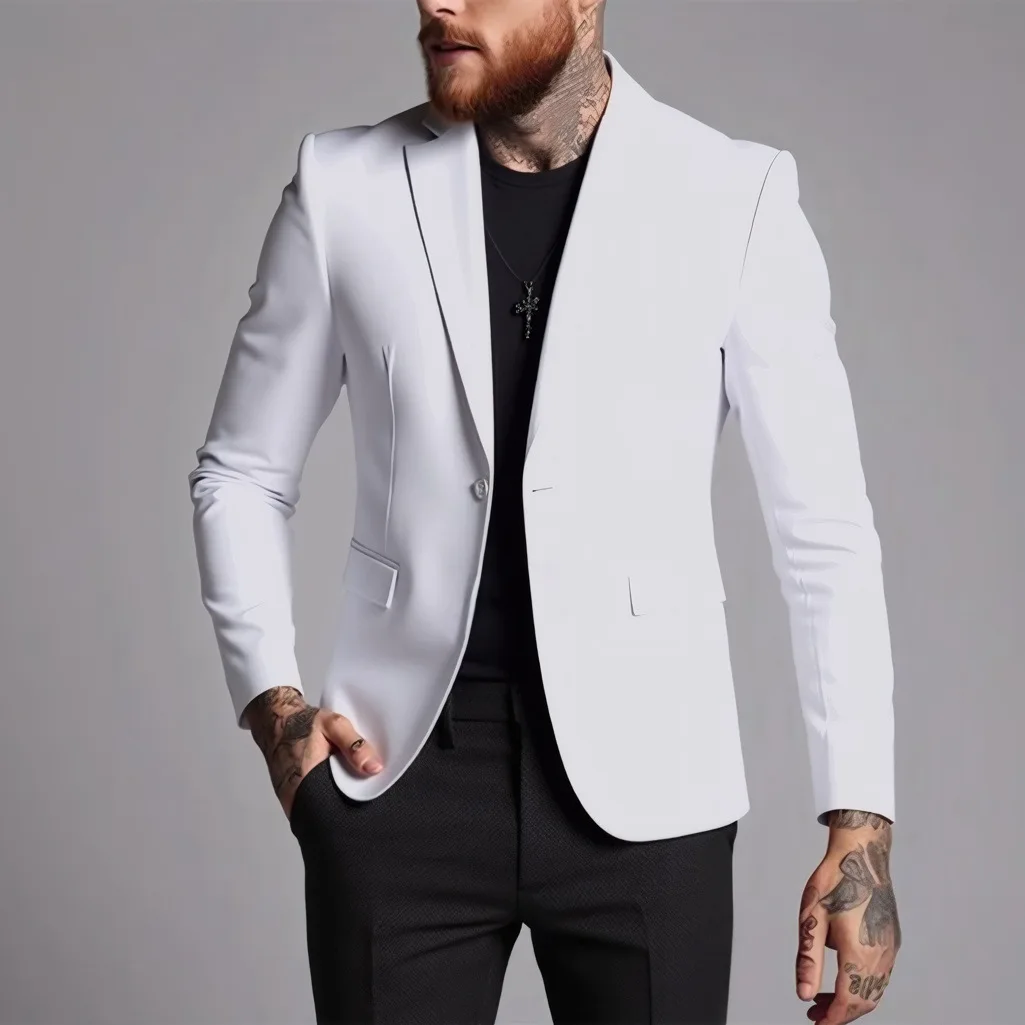 Männer Anzug Business Jacken Dünne Slim Fit Männliche Kleid Blazer Mantel Frühling Herbst Einfache Breasted Hübscher Gentleman Vintage Casual – Detail 8