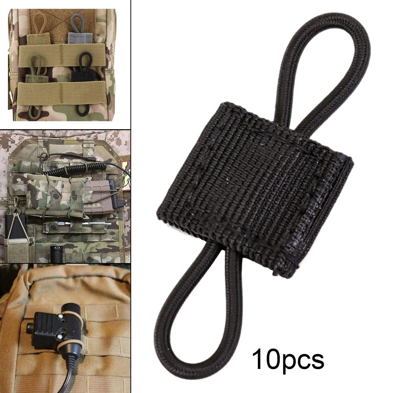 5x Elastic 10x Webbing Buckle Binding Retainer for PTT to Attach Backpacks Bags Accessories Stretchable Wide Use