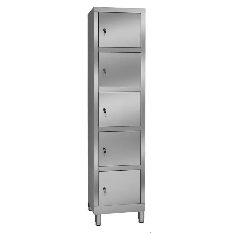 5 Door Stainless Steel File Cabinet Industrial Lockable Adjustable Storage for Home Office Bank Workshop Warehouse