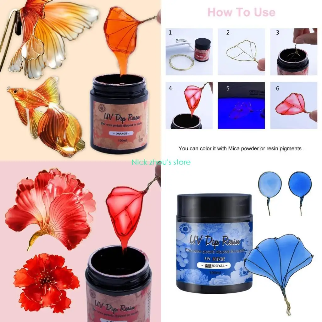 

E15E UV DIP Resin for Wire Flowers UV Flower Making Liquid Resin Crystal UV DIY Hairpin Jewelry Making Material