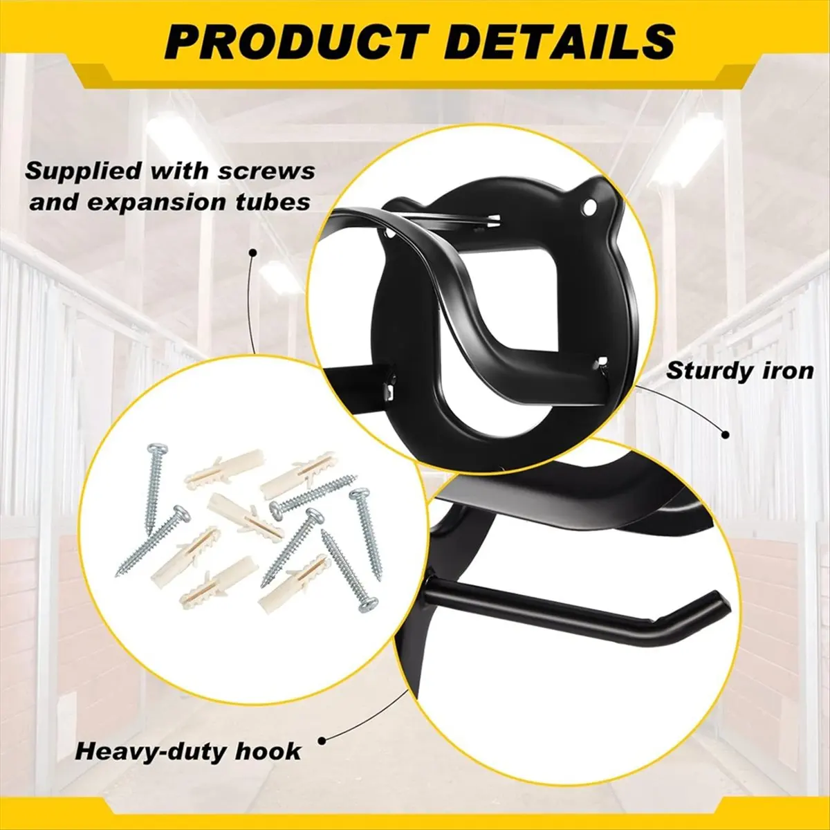 3 Counts Horse Bridle Rack Bracket Bridle Hooks Tack Storage Halter Hanger Metal Holder with Tubes and Screw &LICG
