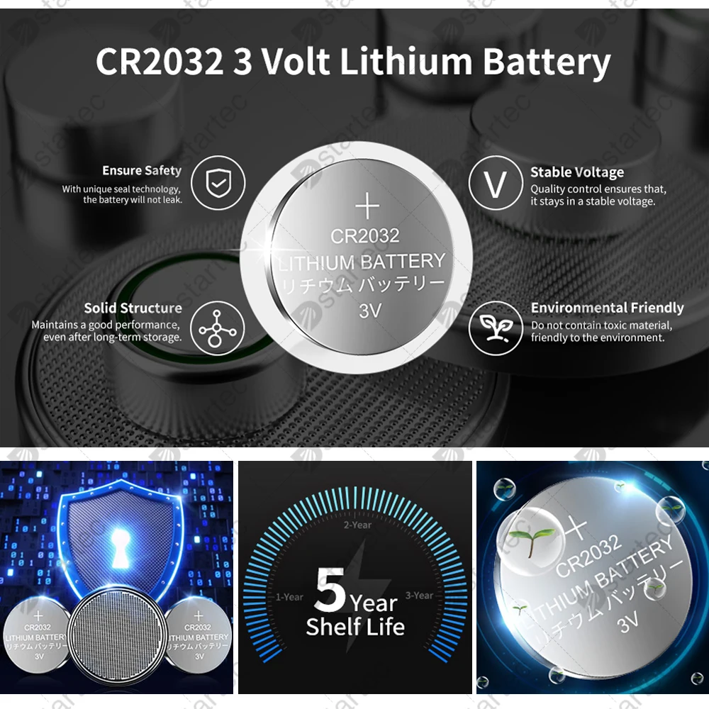 5 قطعة Koonenda CR2032 3 فولت بطارية ليثيوم ، 220mAh CR ليثيوم 3 فولت عملة خلية للساعات ، مفتاح فوب ، سيارة عن بعد ، مراقبة الجلوكوز