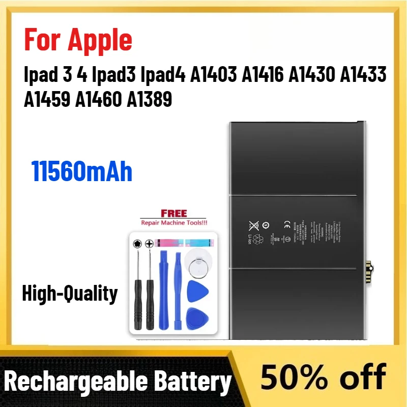 0 Cycles 11560mAh Battery for Apple Ipad 3 4 Ipad3 Ipad4 A1403 A1416 A1430 A1433 A1459 A1460 A1389 Digital Batteries with Tools