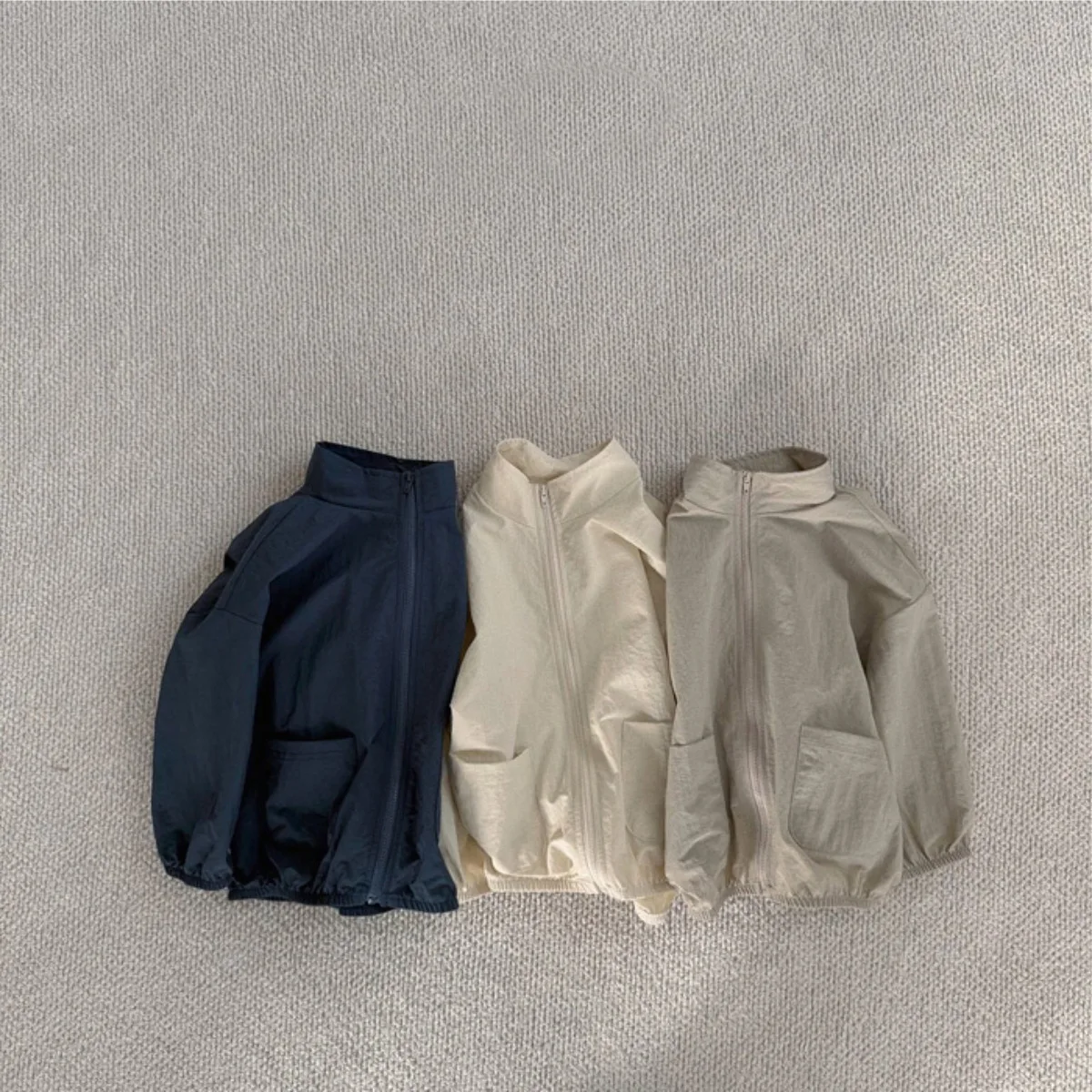 Boys Girls Stand-up Collar Windproof Zipper Casual Jacket Baby Children Jacket Quick Drying Baby Autumn Long-sleeved Cardigan