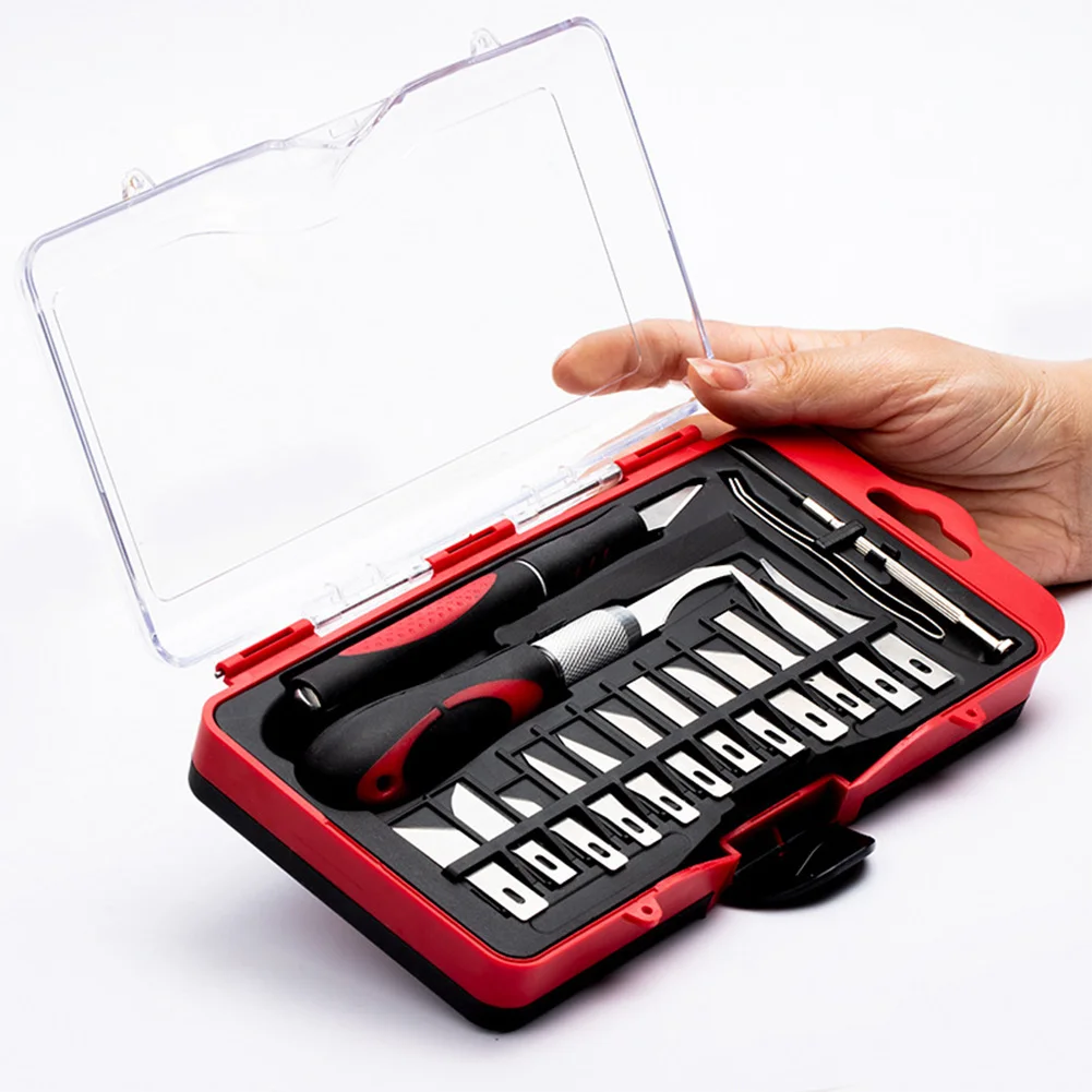 18Pcs Engraving Tool Anti-Slip Handle Carving Set SK5 Steel Blades Multipurpose Sculpture Scalpel for Cutting Cork view 3
