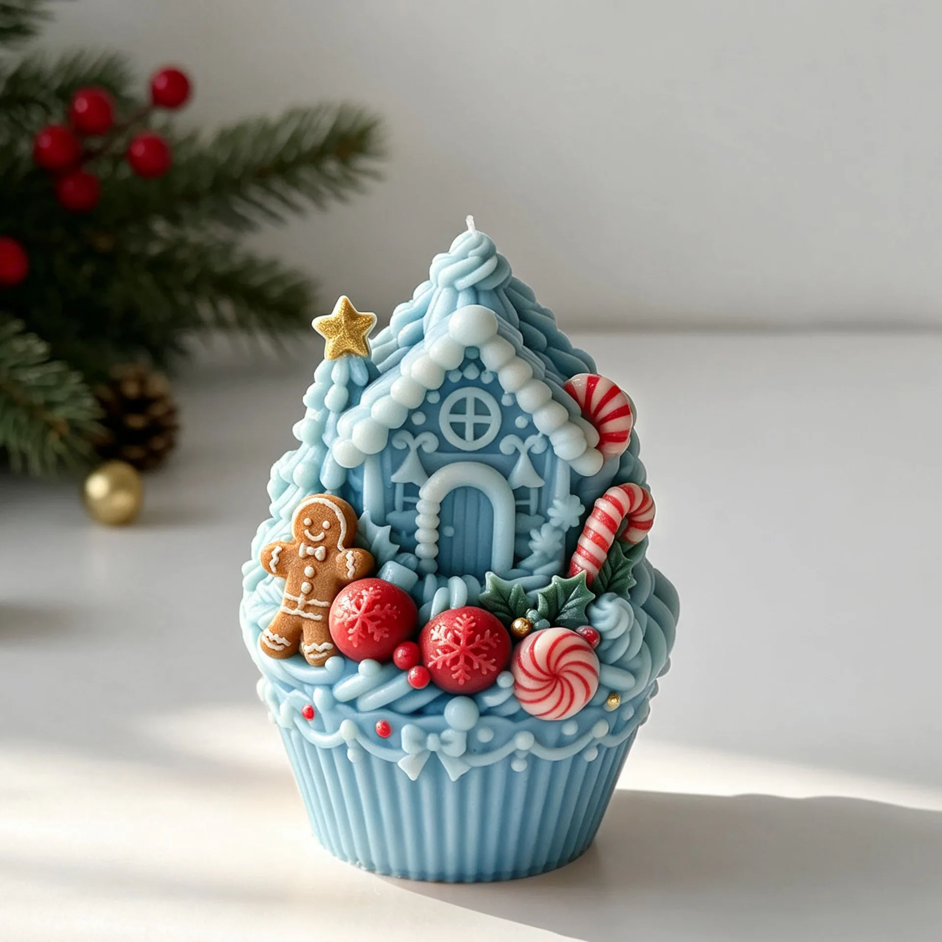 Christmas Snow House Cupcake Silicone Mold DIY House-Shaped Aroma Candle Gypsum Casting Mould Xmas Candy Chocolate Molds